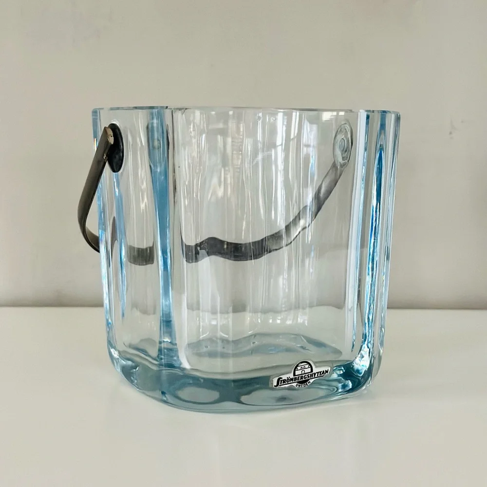 Vintage midcentury Swedish glass ice bucket